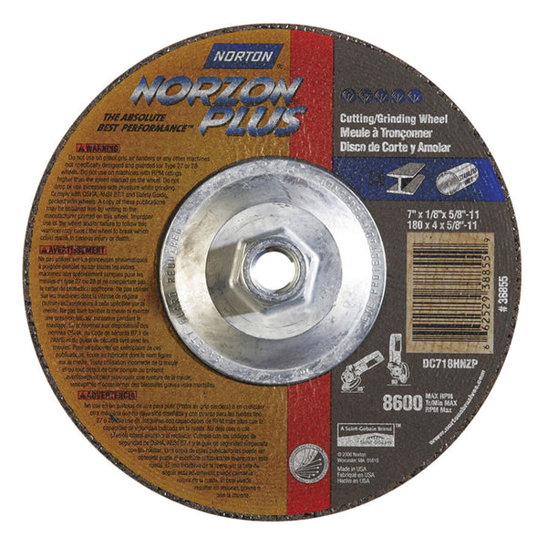Norton NorZon Plus Depressed Center 7" Wheel - AMMC