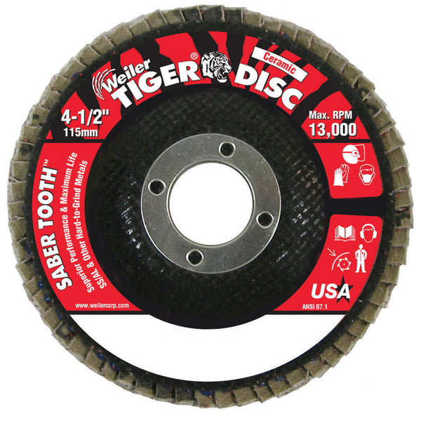 Weiler Saber Tooth 4-1/2" Ceramic Flap Discs - AMMC